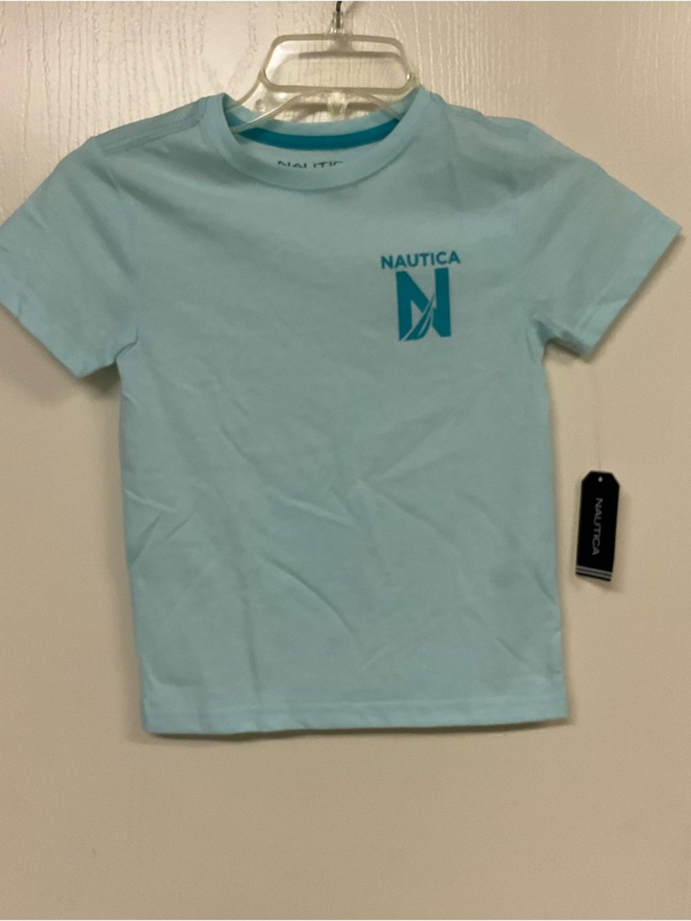 🌺$3.00 final price-Nautica Kids Light Aqua Short-Sleeve Tee with Teal Logo